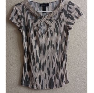 INC international concept constunning crossed neckline w/ great beadwork